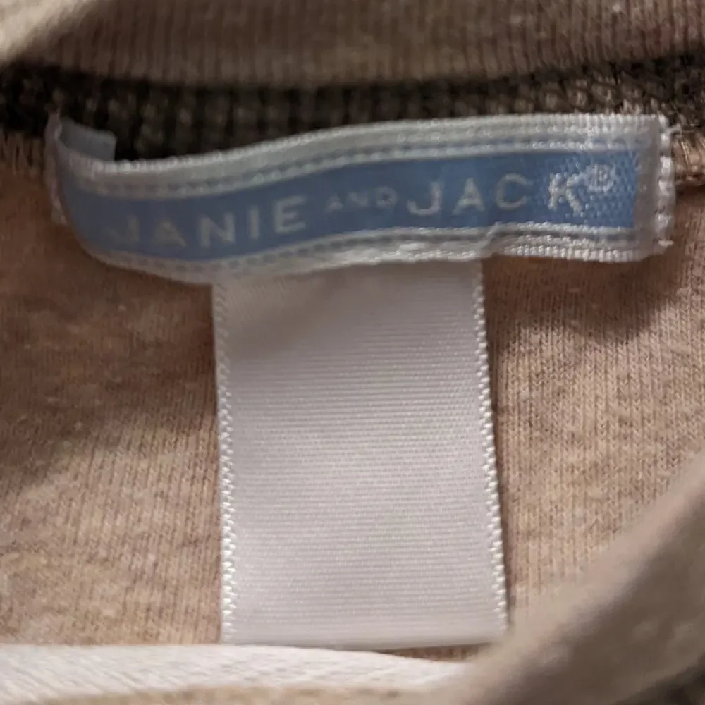 Janie and Jack Onesie Baby Boys Sz 6-12m Tan Winter Embroidered